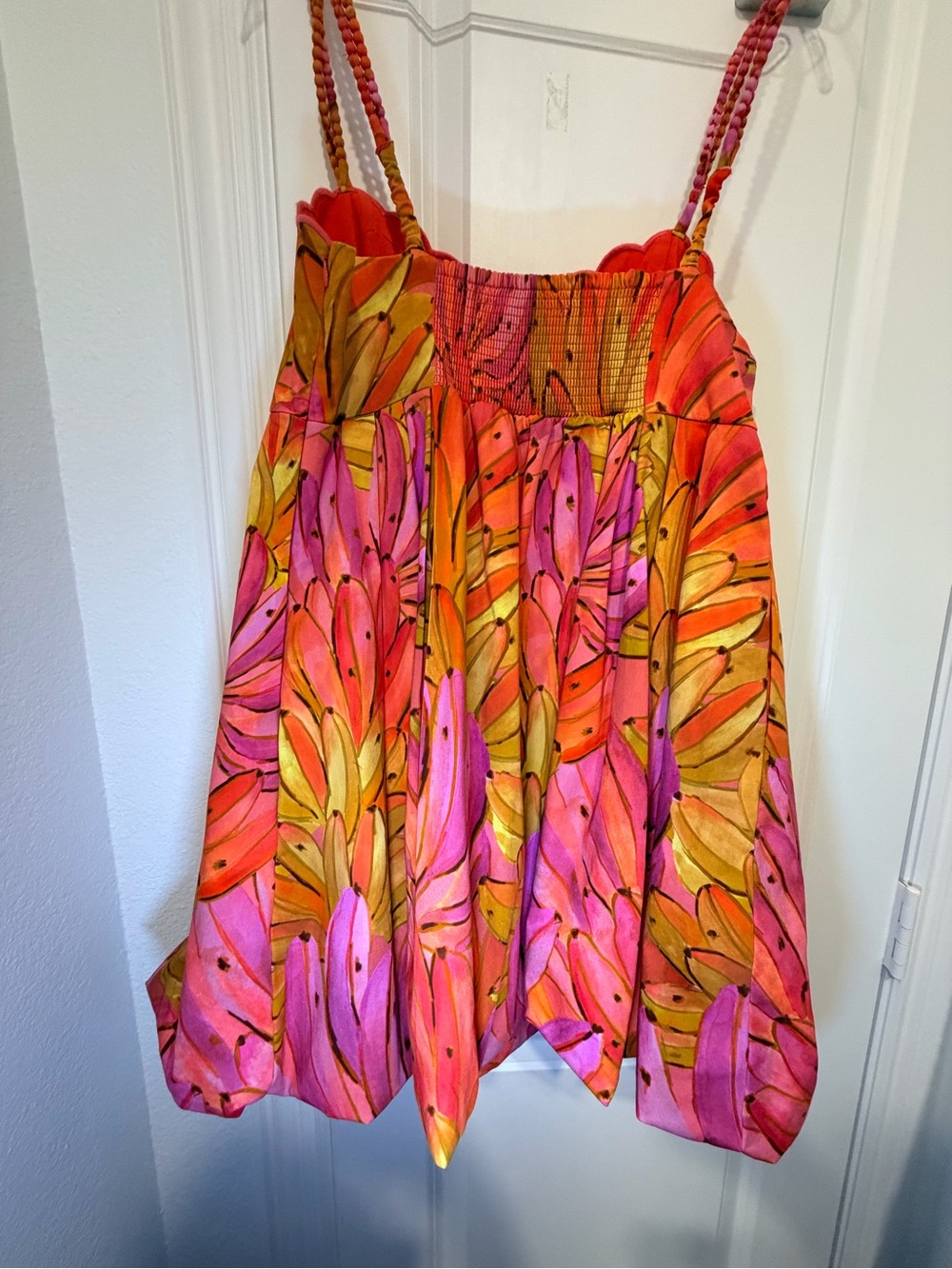 FARM Rio Pink Orange Yellow Tropical Leaf Camisole